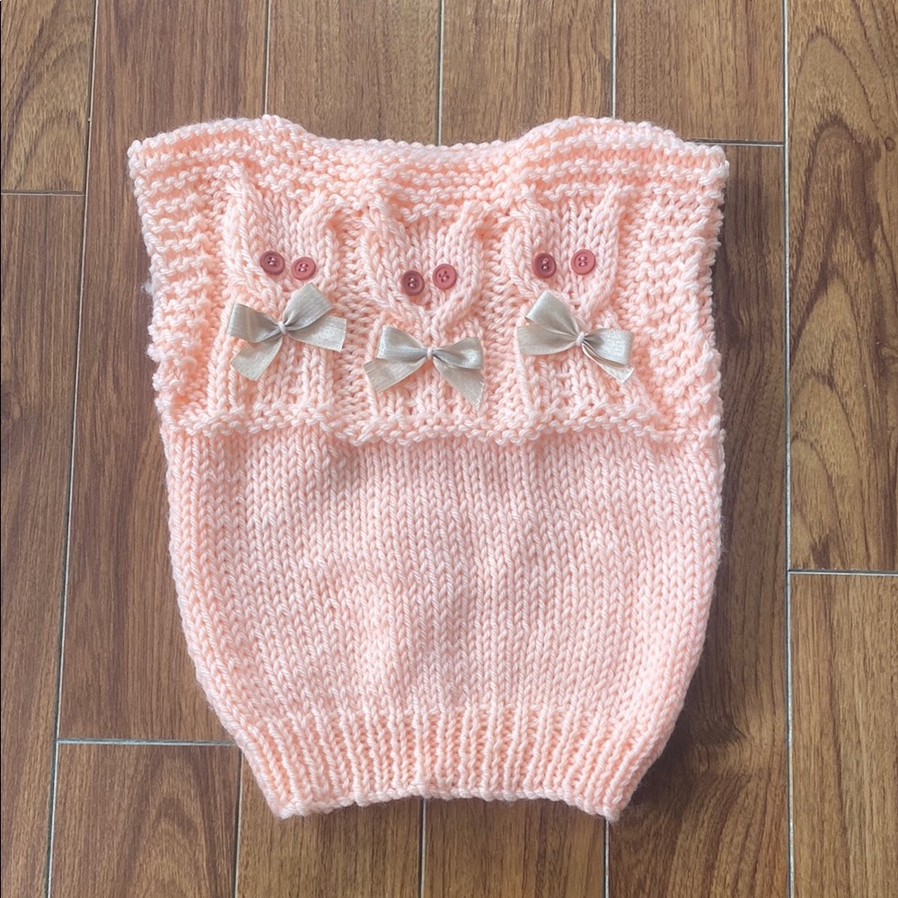 Peach Hand Knit Vest / Shirt / Sleeveless for Baby